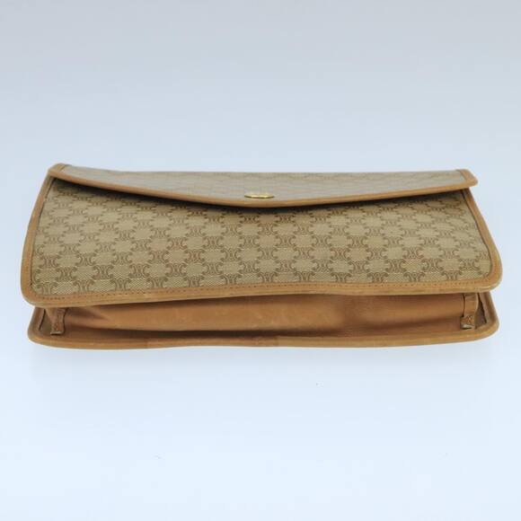 CELINE Macadam Canvas Clutch Bag Beige Gold - Picture 6 of 16
